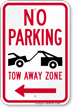 No Parking, Tow-Away Zone In Left Sign