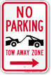 No Parking, Tow Away Zone In Right Sign