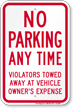 No Parking, Violators Towed Away Sign