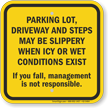 Parking Lot Driveway And Steps May Be Slippery Sign