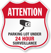 Parking Lot Under Video Surveillance Shield Sign