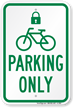 Parking Only with Cycle and Lock Symbol