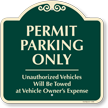 Permit Parking Only Unauthorized Vehicles Towed Sign