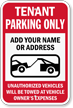 Personalized Tenant Parking Only, Tow-Away Sign