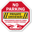 Private Driveway Unauthorized Vehicles Towed No Parking Sign
