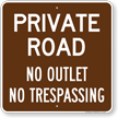 Private Road, No Outlet Sign