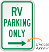 RV Parking Only Sign with Arrow