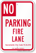 Sacramento No Parking Fire Lane Sign