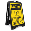 Slippery When Wet Or Icy Sidewalk Sign Kit