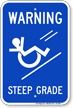 Steep Grade, Wheelchair Rolling Down Sign