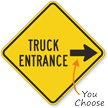 Truck Entrance Traffic Sign with Arrow