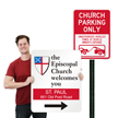 Unauthorized Vehicles Towed At Expense Church Parking Sign