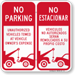 No Parking Unauthorized Towed Owners Expense Bilingual Sign