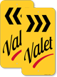 Yellow Valet Parking Sign with Arrow
