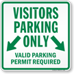Visitors Parking Only Valid Parking Permit Required Sign
