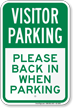 Visitor Back In When Parking Sign