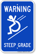 Warning, Steep Grade, Wheelchair Rolling Down Sign