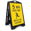 Watch For Children 5 Mph Sidewalk Sign