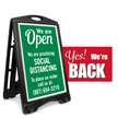 Yes We Are Back Open Social Distancing Sign