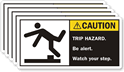 Caution Trip Hazard Watch Step Label