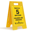 5 Mph Zone Children Crossing Floor Sign