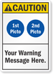 Custom ANSI Caution Sign, Choose Clipart, Add Message