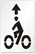 Man Riding Bike Symbol with Arrow Stencil