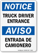 Bilingual Truck Driver Entrance Entrada De Camionero Sign
