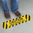Door Opens Out Caution GripGuard Slip Resistant Floor Sign