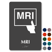 MRI Braille Sign with Magnetic Resonance Imaging Symbol