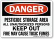 Danger Pesticide Storage Area Sign