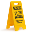 Slow Down Pedestrians in Area Standing Floor Sign