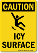 Caution Icy Surface Sign