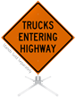 Trucks Entering Highway Roll Up Sign