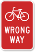 Bicycle Wrong Way Sign Symbol