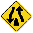 Divided Road/Highway Ends (Symbol)   Traffic Sign