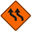 Double Left Reverse Sharp Turn Curve Symbol Sign