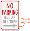 No Parking Custom Times MUTCD Sign