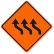 Triple Left Reverse Sharp Turn Curve Symbol Sign