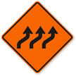 Triple Right Reverse Sharp Turn Curve Symbol Sign