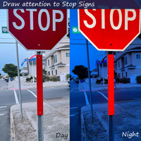 Red reflective panel for stop sign posts