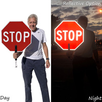 Reflective hand held stop sign