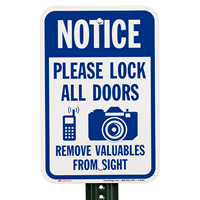 Please Lock All Doors Parking Notice Sign