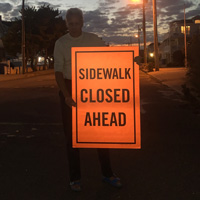 Sidewalk closed ahead sign