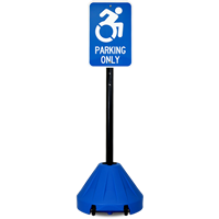 handicapped portable rolling blue base sign