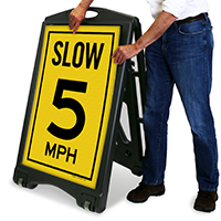 Slow 5 MPH Portable Sidewalk Sign