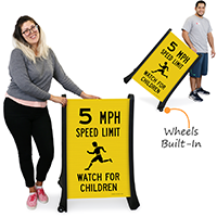 5 MPH Speed Limit, Watch For Children with Graphic Sign