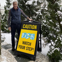 Ice Watch Your Step Caution Sign
