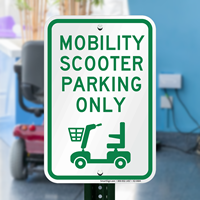 Mobility Scooter Parking Only with Graphic Sign