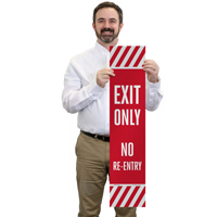 No Re-Entry Sign: Reflective Adhesive Label